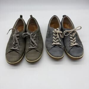 Lot Of 2 ECCO Women Black Leather Low Top Lace Up Comfort Sneakers Size 40 9-9.5